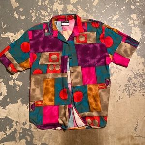 Caliche Collection Patterned Multicolored Button-Up Shirt - Medium